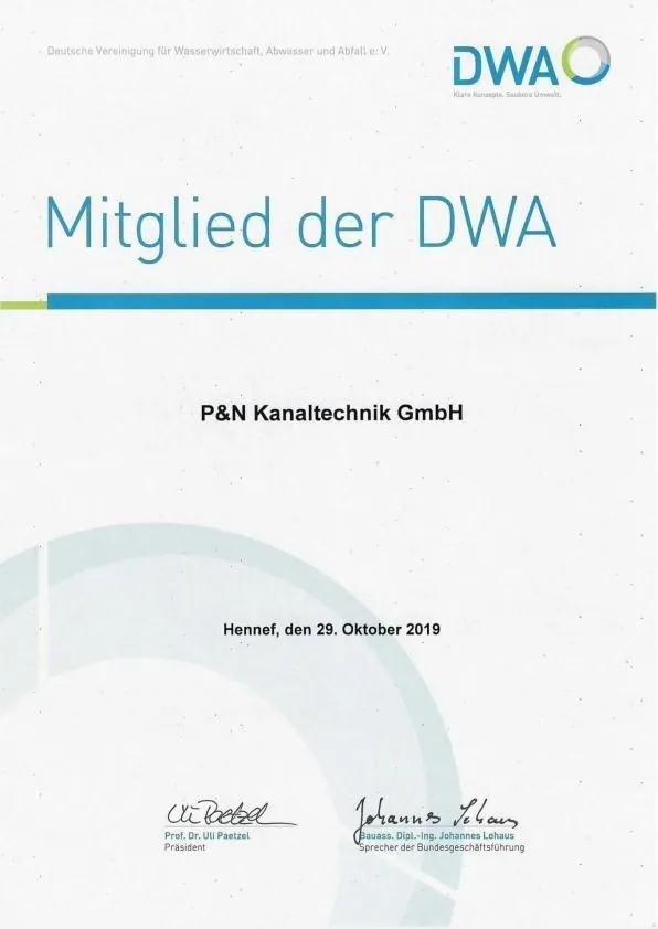 Urkunde: DWA-Mitgliedschaft